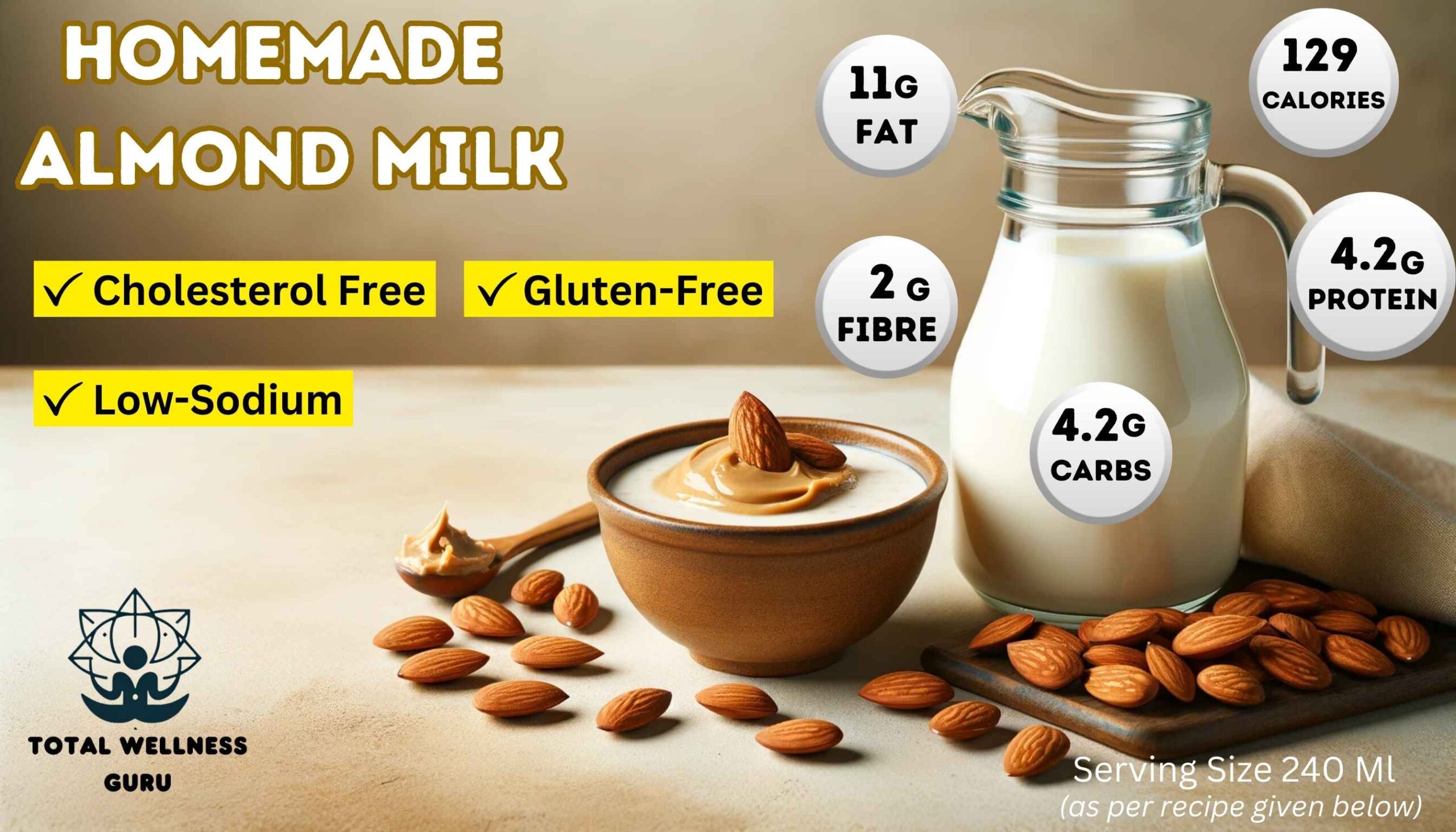 Almond Milk Calories using homemade almond butter recipe