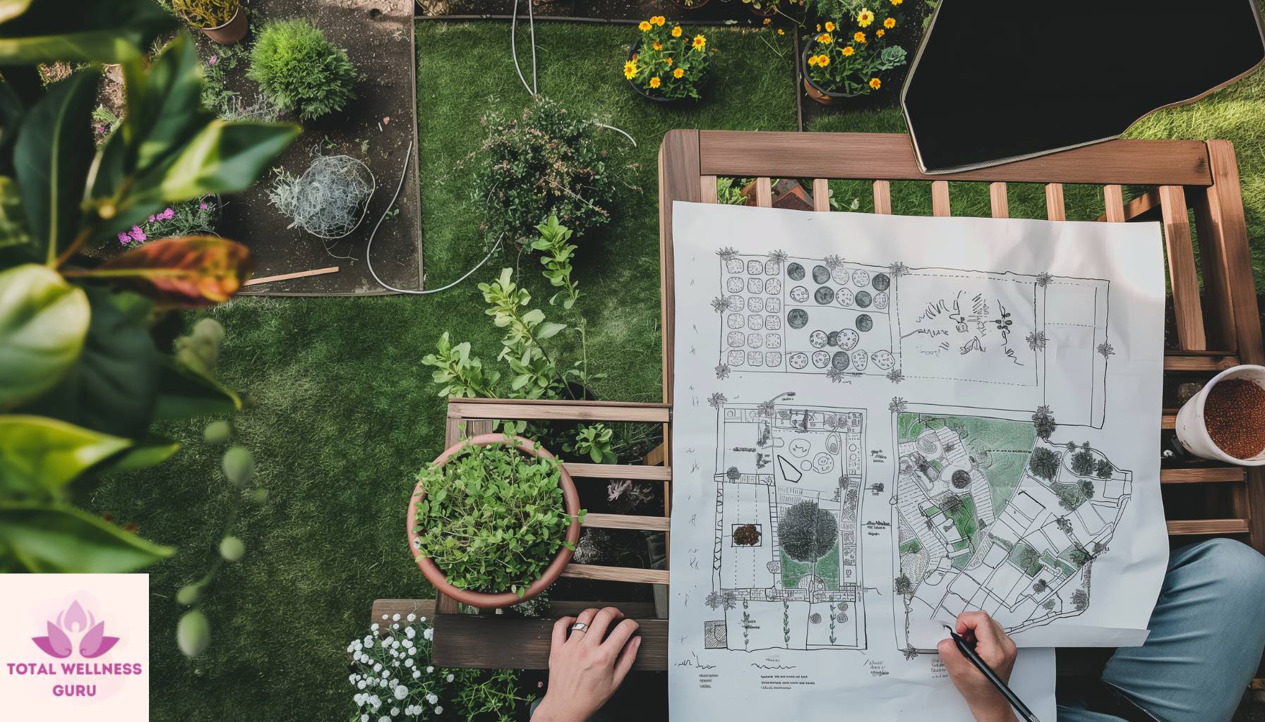 hand-drawn garden layout and blueprint